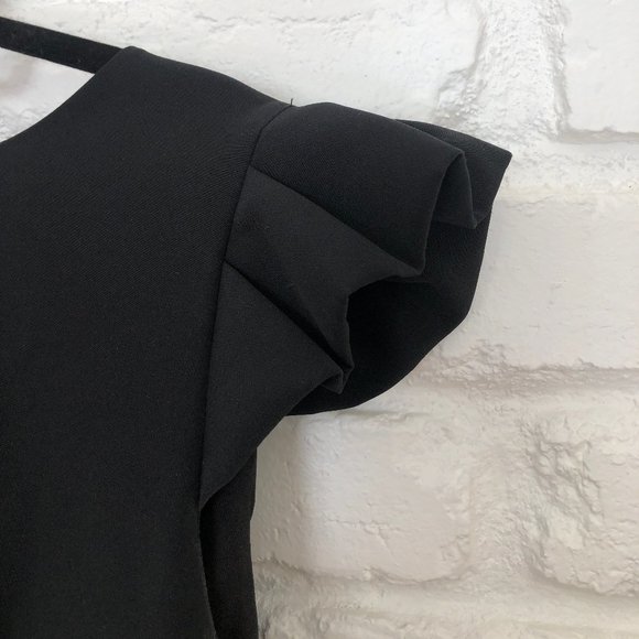 Zara Ruffle Cap Sleeve Open Back with Bow Dress - Sz L - Picture 4 of 6